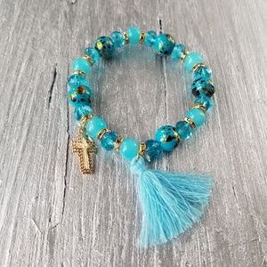 Blue glass bead braclets